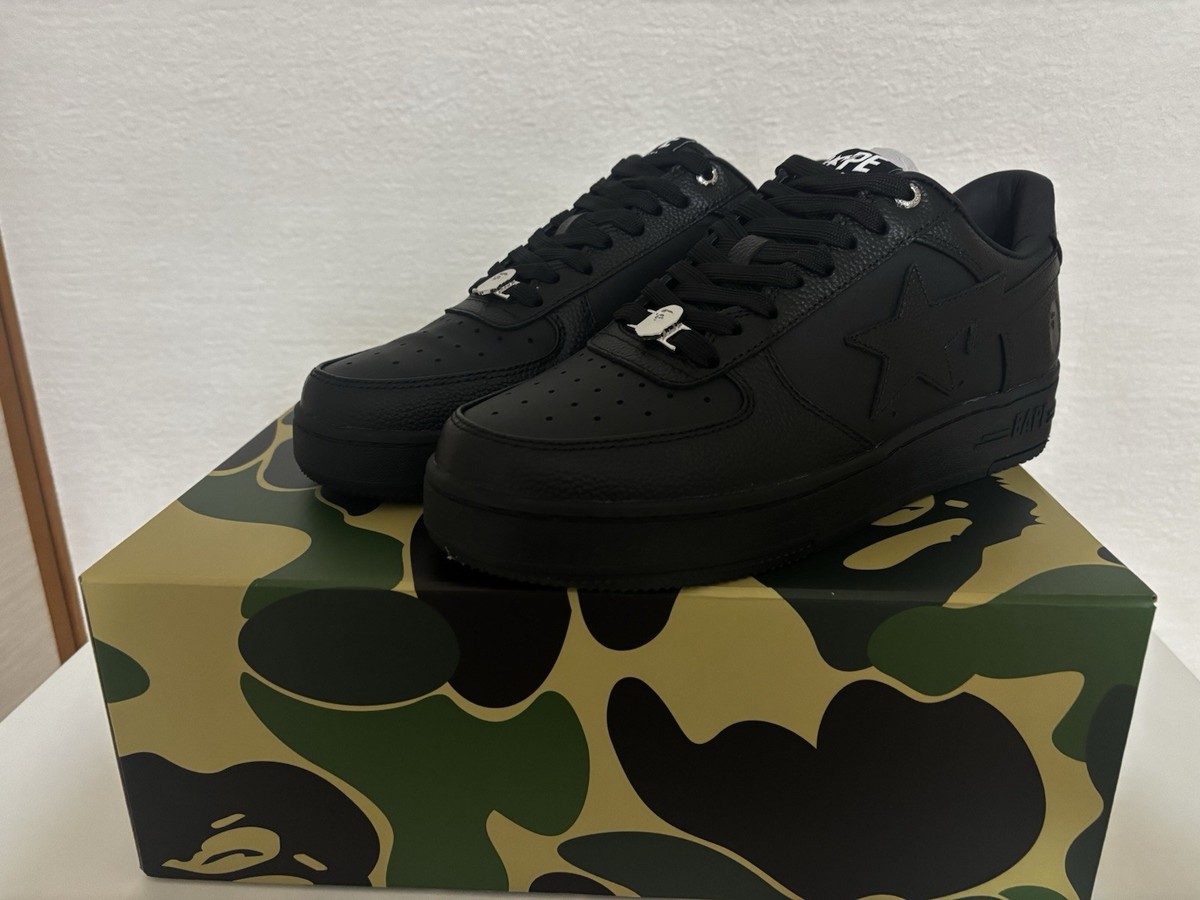 BAPESTA スニーカー エナメル パテントブラック 27cm 黒 BAPE STA #1 Mens Sneakers – Premium Cow Leather Low-Top Shoes – us