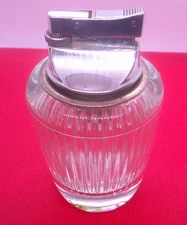 Vintage Flame CREST Glass Gas Table Lighter Made Japan ART DECO LOOKING