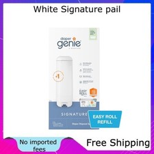 Diaper Genie Signature Pail, White, 1 Diaper Pail, 1 Easy Roll Refill 9 Bags