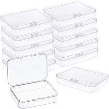 12 Pcs Mini Plastic Storage Containers Box with Lid, 4.5x3.4 Inches Clear Rectan