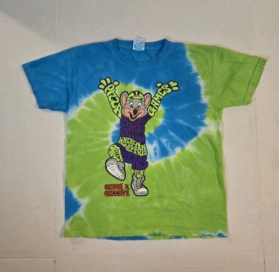 Vintage 2010 Chuck E Cheese Green And Blue Tie Dye T-Shirt Boys Size Large