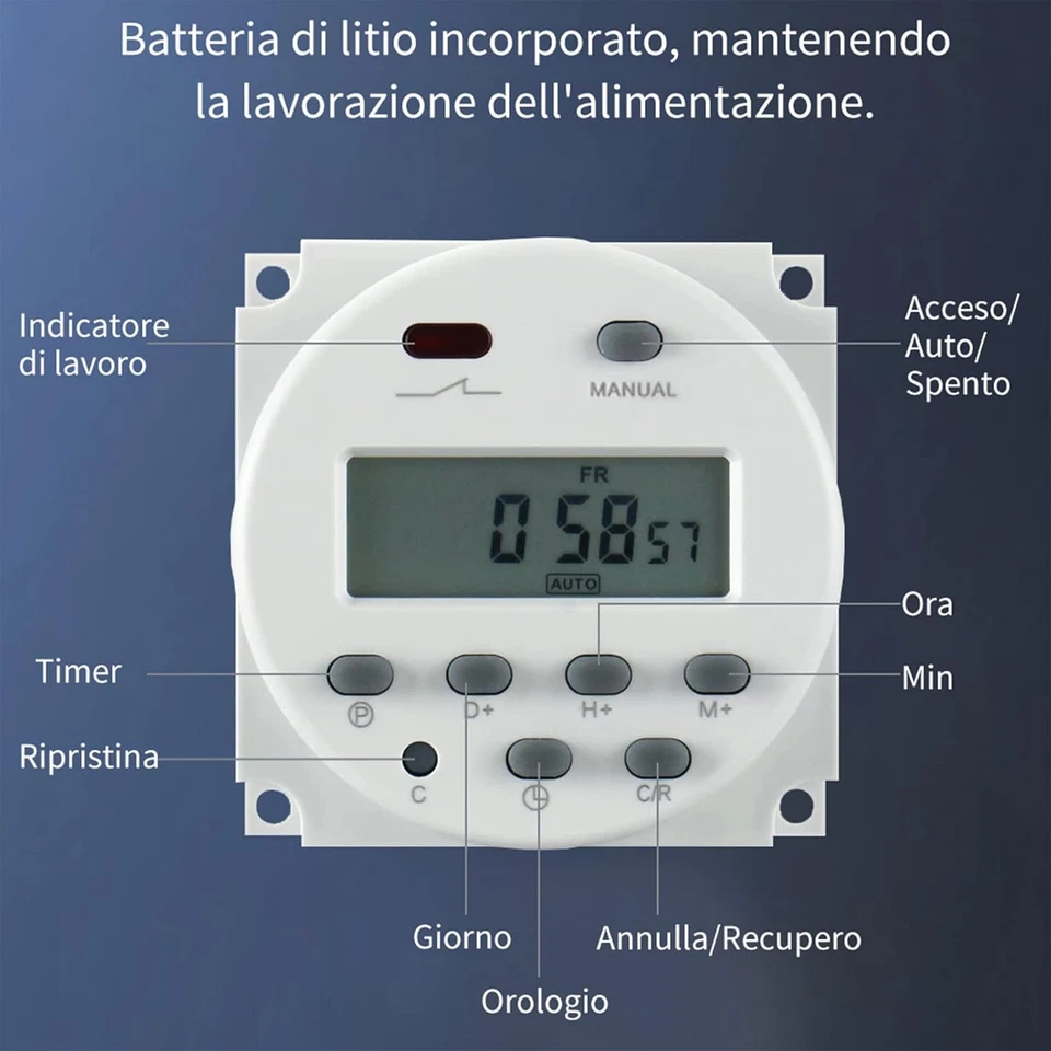 Interruttore Digitale Con Timer, Temporizzatore Digitale Elettronico LCD Con 7 G - Immagine 4 di 4