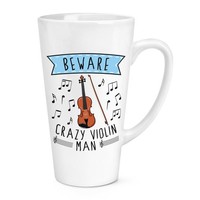 Beware VerrüCkte Violine Mann 483Ml Groß Latte Becher Cup Vatertag Freund Musik