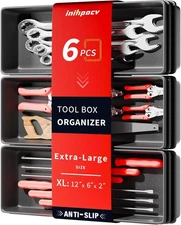 【6 PCS Extra-Large】 Tool Box Drawer Organizer Trays with Non-slip Pads, Heav
