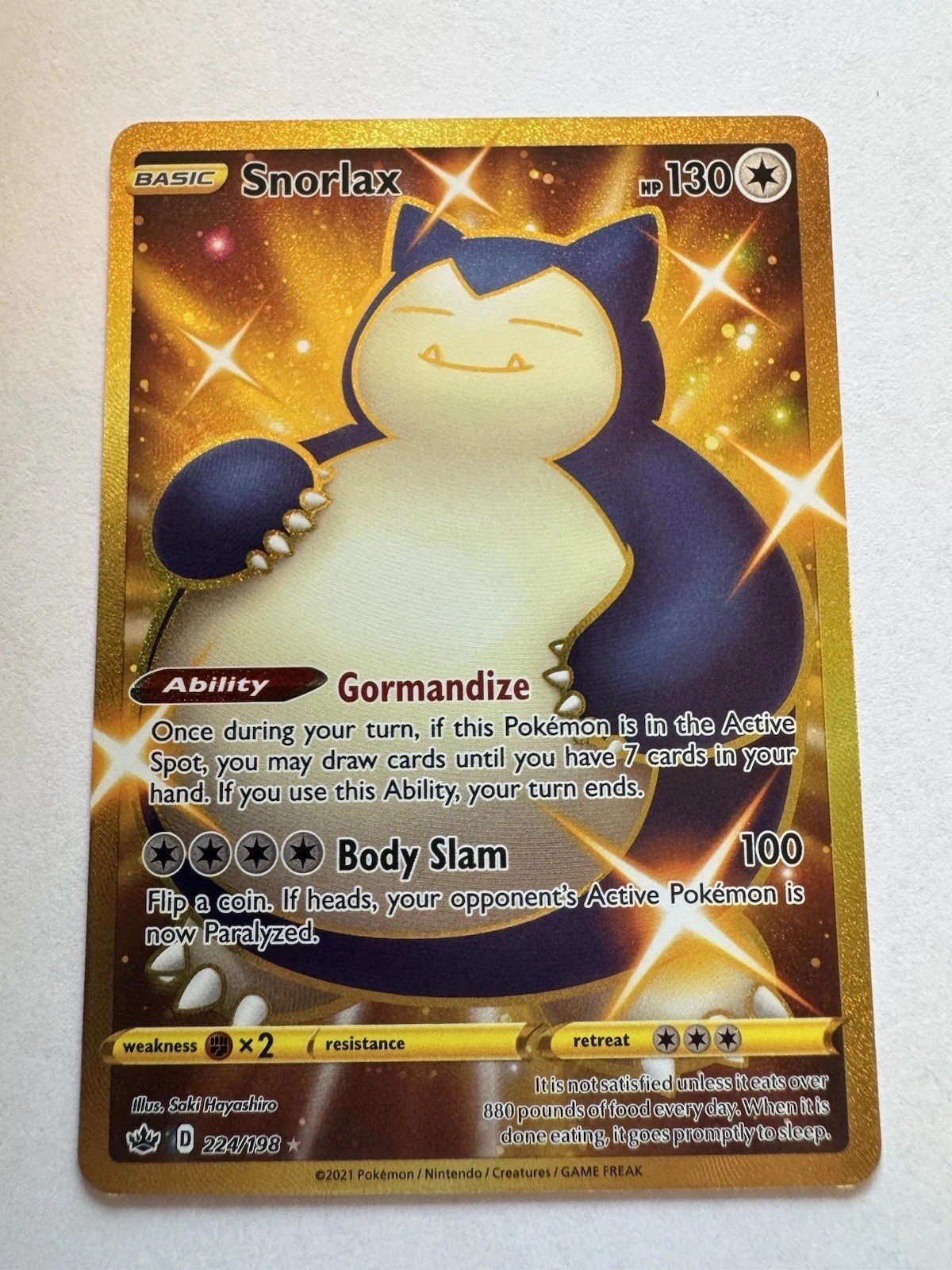 Snorlax 224/198 Secret Rare Chilling Reign Pokemon Card