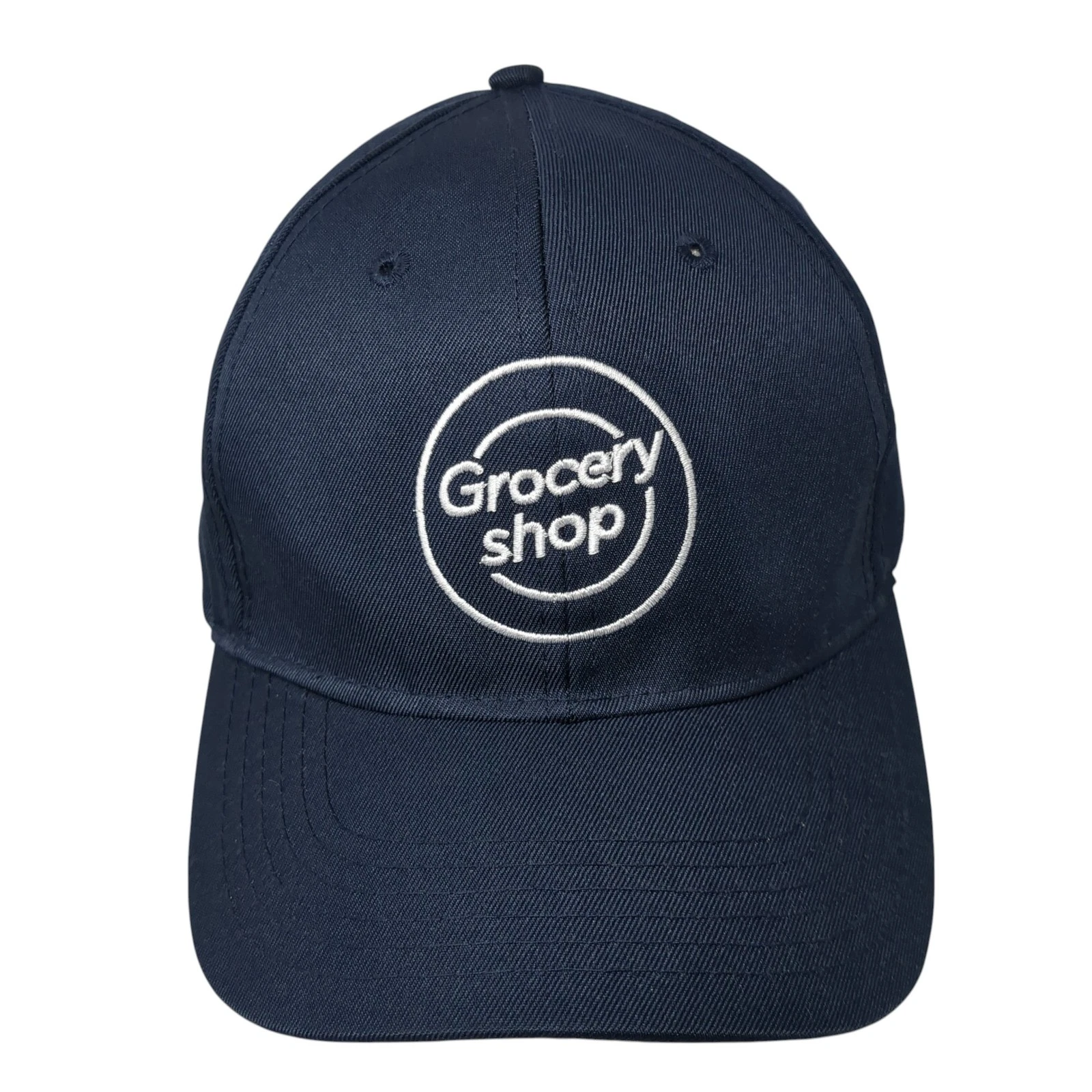 Grocery Shop Strapback Baseball Cap Blue One Size Adjustable Lightweight 6 Panel