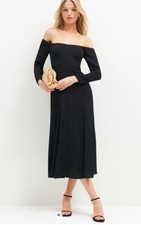 Reformation Ballari Off Shoulder Long Sleeve Dress Black Sz4 BNWT MSRP: $268