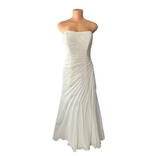Davids Bridal Ivory Strapless Sunburst Pleated Chiffon Gown V3540 Womens Size 12