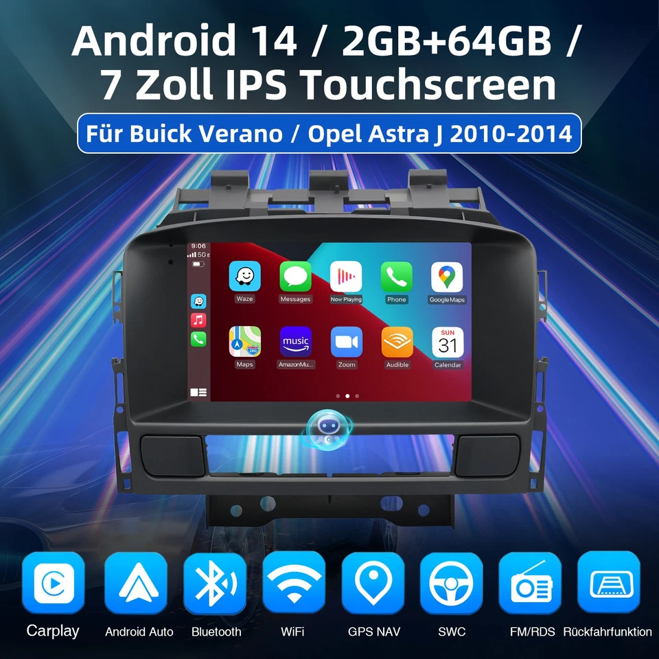 64GB Android CarPlay Radio Stereo Cam For Vauxhall Opel Astra J 09-14 Head Unit - Image 2 of 4