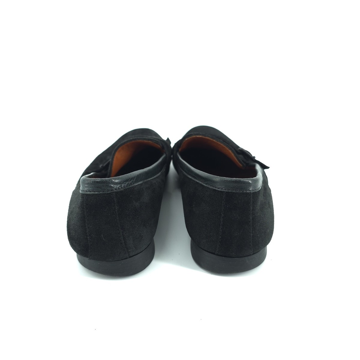 Vintage Men Black Nubuck Suede Kiltie Buckle Pebble Leather 