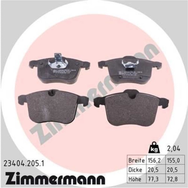 Zimmermann BremsbeläGe Vorne FüR Saab 9-3 Cabriolet Opel Vectra C CC Signum-image