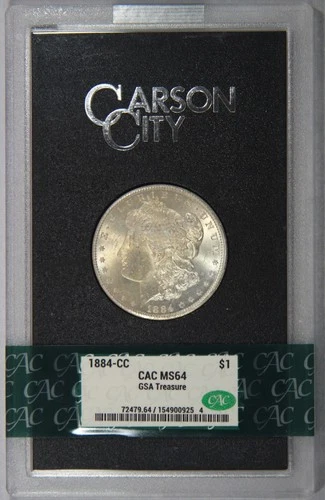 1884-CC Carson City Morgan Silver Dollar CAC MS64 GSA Treasure $1