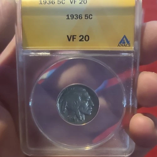 1936 Buffalo Nickel ANACS VF 20 Graded 5C Coin #4731164