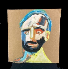 Original Portrait Painting Abstract Naive Primitive Painterly Wall Art Miz Katie