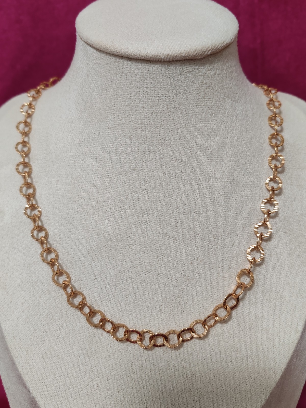 Bronze Milor Italy Rose gold tone circle chain Necklace 45cm long Perfect.