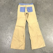 Vintage 70s Bell Bottoms Faded Glory Jeans Blue Tan 2 Tone Hippie Sz 28x34 Flare