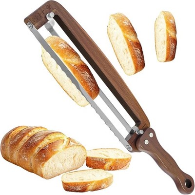Bread Slicer for Homemade Bread-Adjustable Wooden Sourdough Bread Knife with Thi