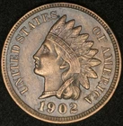 1902 INDIAN HEAD CENT UNCIRCULATED DETAILS BLUE TONED