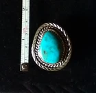 Vintage Navajo Ring 925 Sterling Authentic Traditional Turquoise Size 10