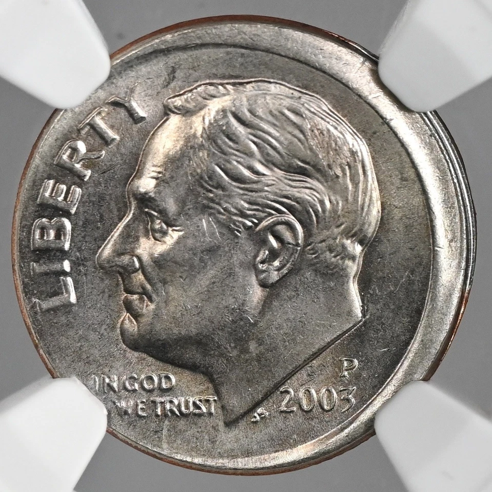 2003-P 10C ROOSEVELT DIME NGC MS63 "MINT ERROR BROADSTRUCK" #8403089-005 - Image 4 of 4