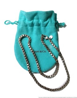 Tiffany Sterling Silver Necklace 18 inches Heavy Box Link Vintage with Pouch
