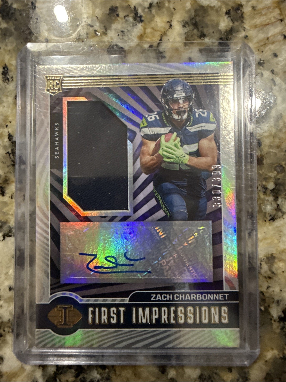 Zach Charbonnet 2023 Illusions First Impressions Rookie Patch Auto RPA #/399 