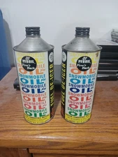 (2) Pyroil Snowmobile Oil Can 32oz Empty Metal Can. Vintage Oil Can 