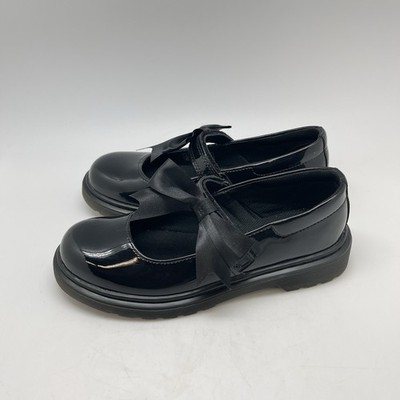 Martens Maccy II Mary Janes Shoes Girls Patent Leather Black Bow Tie  Youth