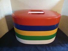 Vintage Tupperware-Like Divided Stackable/ Nesting Picnic Trays~ Multicolored