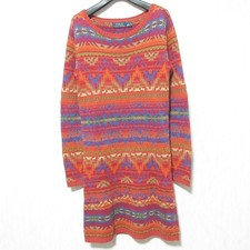 POLO RALPH LAUREN Linen Blend Native Knit Dress, S, Red, Women USED