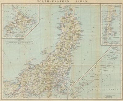 Nordostjapan. Honshu, Hokkaido, Sachalin & Kurilen Inseln 1914 alte Karte