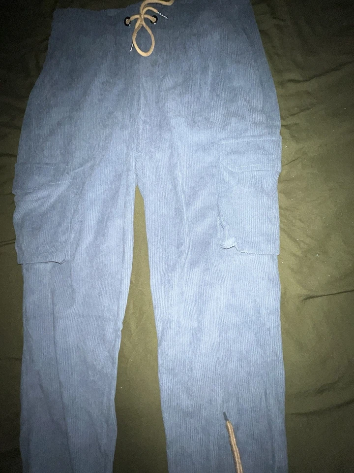 Men’s Blue Corduroy Sweatpants  - Image 3 of 4