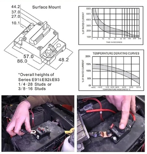 Wasserdicht Auto Leitungsschutzschalter Sicherung Reset für Boot Auto DC 150Amp 12V-48V - Bild 4 von 7