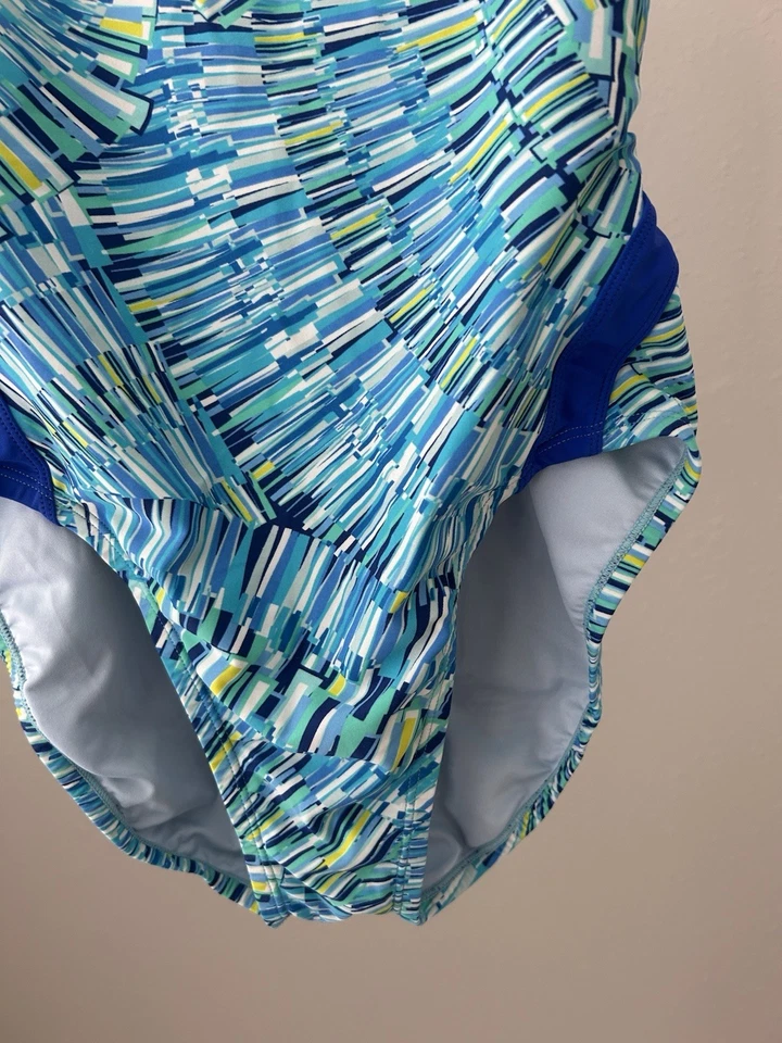 women s nike one piece swimsuit Blue And Green Cross Back - Image 3 of 4