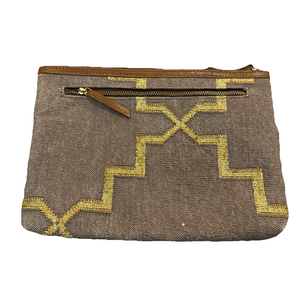 ROLLER RABBIT Precioso Bolso sin asas Boho tejido textil marrón Foto 2 de 4