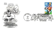 SYLVESTER & TWEETY CARTOON WARNER BROTHERS 1998  ARTCRAFT CACHET FDC UNADDR
