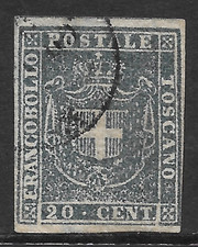Tuscany Scott 20 Used Fine - 1860 20c Blue Issue - Coat Of Arms Tuscany Scott 20 Used Fine - 1860 20c Blue Issue - Coat Of Arms