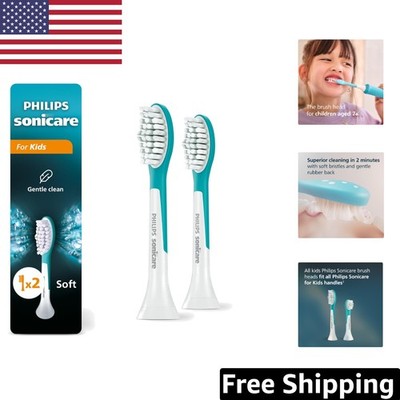 Gentle Sonicare Toothbrush Heads for Kids 7+, 2 Pack in Turquoise & White