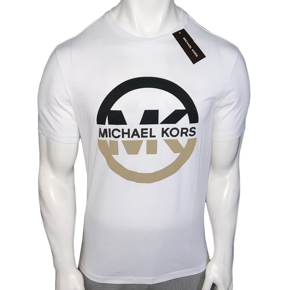 CAMISETA HOMBRE NUEVA CON ETIQUETAS MICHAEL KORS PRECIO DE VENTA SUGERIDO POR EL FABRICANTE $56.99 BLANCA CUELLO REDONDO MANGA CORTA TALLA M Foto 2 de 4