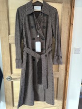 Harris Wharf London Houndstooth Check Raglan Trench Coat Size Uk 12/44it/40 Eu