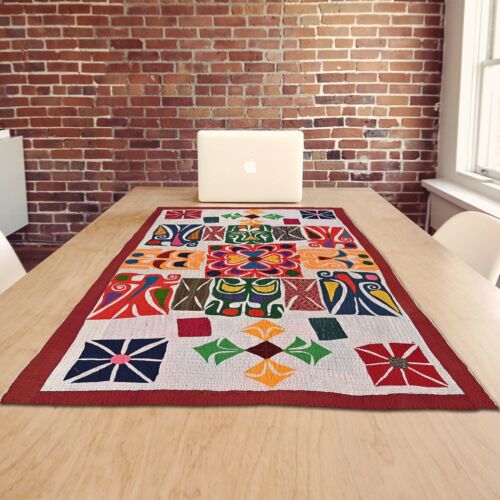 Indian hand embroidered wall hanging Applique textile, Table runner, table cloth - 第 1/9 張圖片