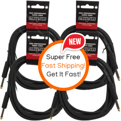 4 PACK Black Strukture SC06 6ft Instrument Cable Thick ABS LIFETIME WARRANTY!