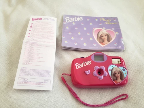 Vtg 1998 Barbie Fashion Photo Fun Set 110 Flash Camera, Instruc + Album Untested