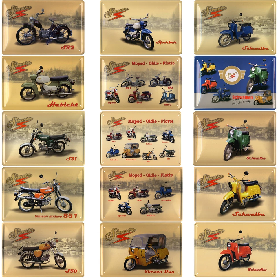 Simson Blechschilder 20x30cm S50, S51, Star, Schwalbe,SR2, Spatz DDR Nostalgie
