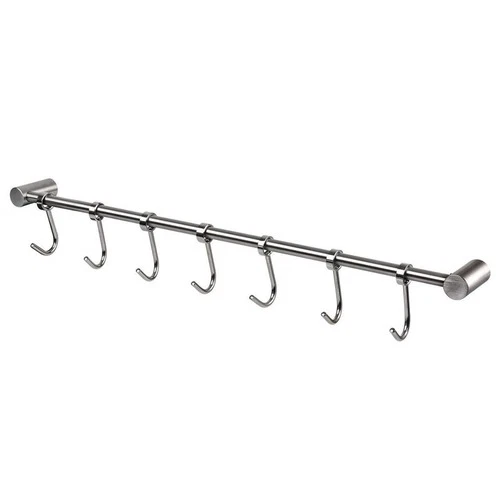 Kitchen Rail Rack Wall Mounted Utensil Hanging Rack Stainless Steel Hanger Hooks