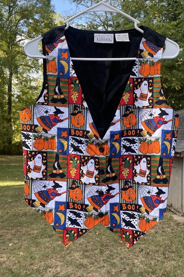 Vintage Halloween Vest Size Small Grandma Kitschy Cottagecore Americana
