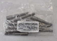 Lot of 10 Ivy Classic Impact Plus Magnetic Nut Setter Tools 1/4" x 2-9/16" 45480
