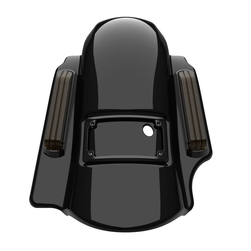 Guardabarros trasero extendido Vivid Black 2 en 1 Dominator para Harley 2014+ Foto 4 de 4
