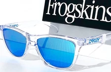 NEW Oakley Frogskins Clear and Blue POLARIZED Galaxy Blue Lens Sunglass 9013