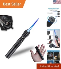 Compact Refillable Butane Lighter with Jet Flame and Visible Fuel Window